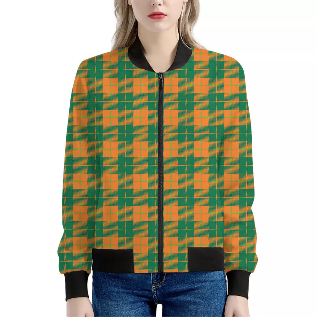 St. Patrick's Day Stewart Plaid Print Women's Bomber Jacket