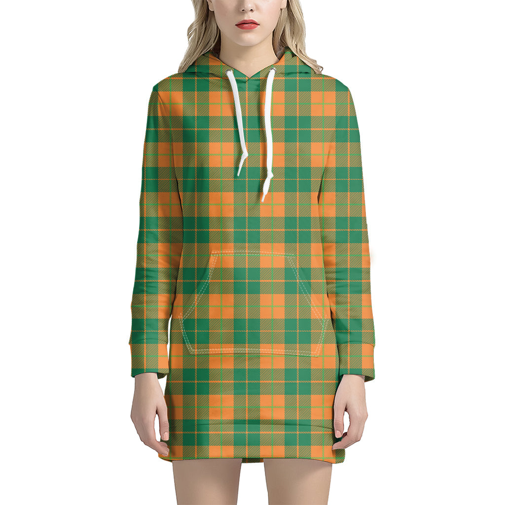 St. Patrick's Day Stewart Plaid Print Women's Pullover Hoodie Dress