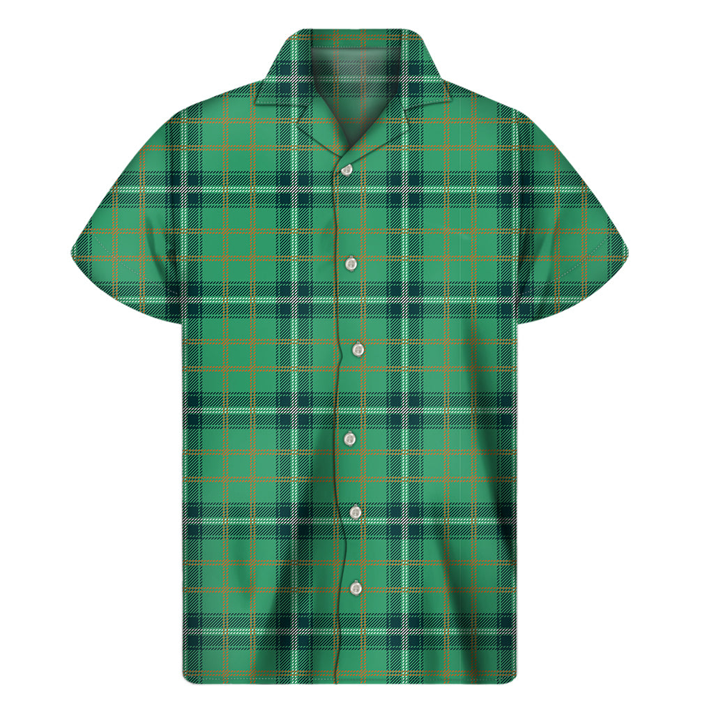 St. Patrick's Day Tartan Pattern Print Men's Short Sleeve Shirt