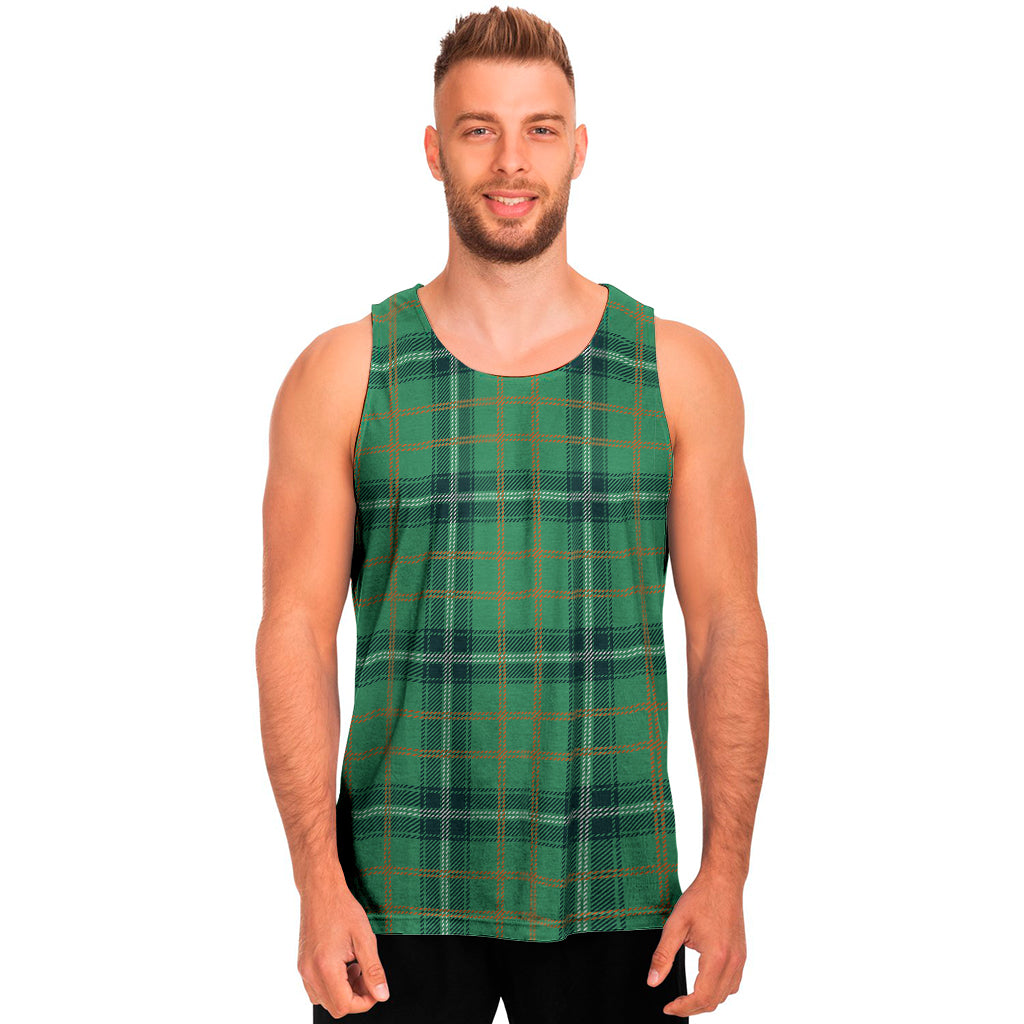 St. Patrick's Day Tartan Pattern Print Men's Tank Top