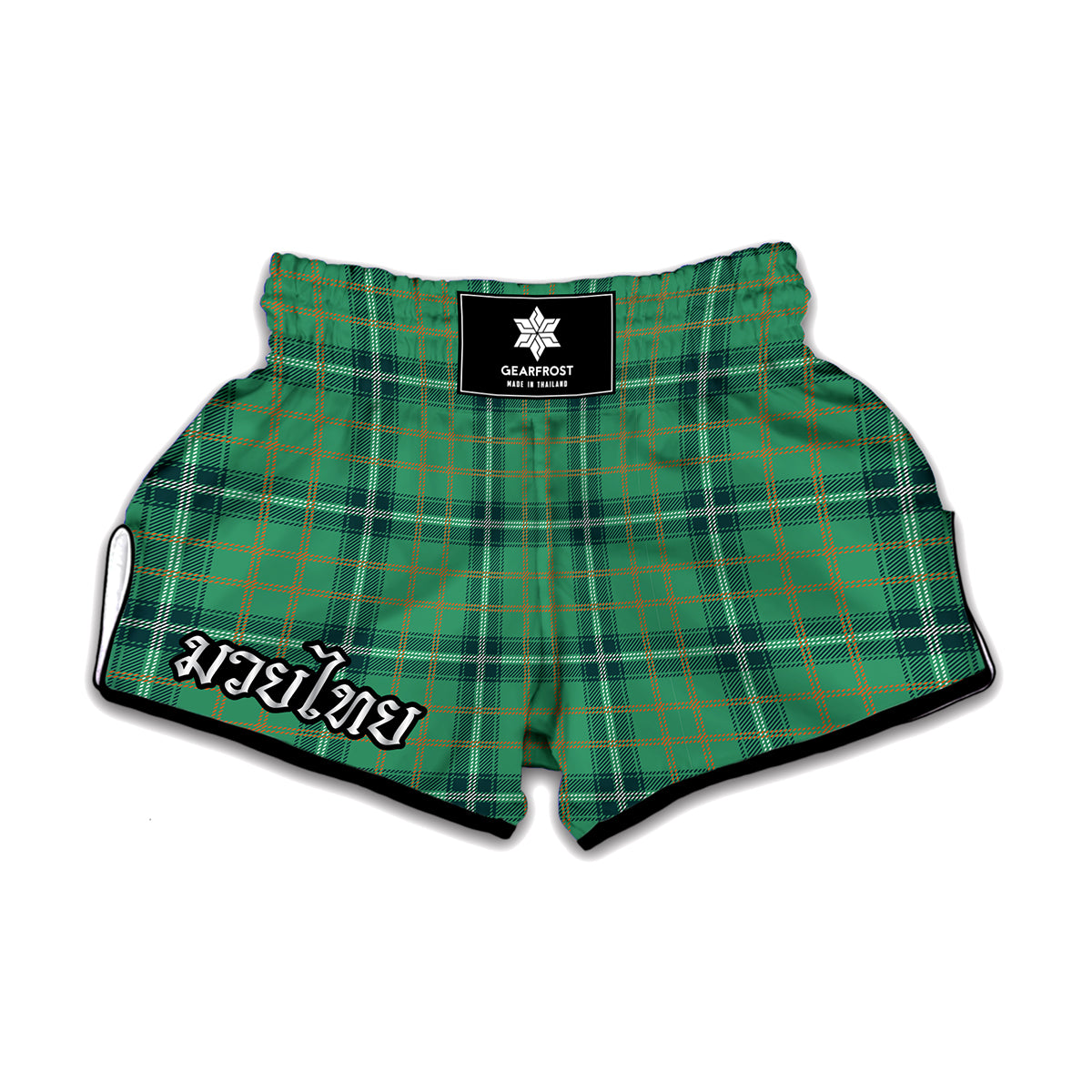 St. Patrick's Day Tartan Pattern Print Muay Thai Boxing Shorts