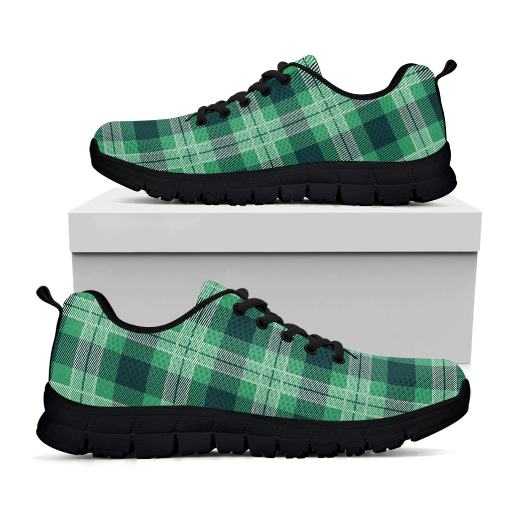 St. Patrick's Day Tartan Print Black Sneakers