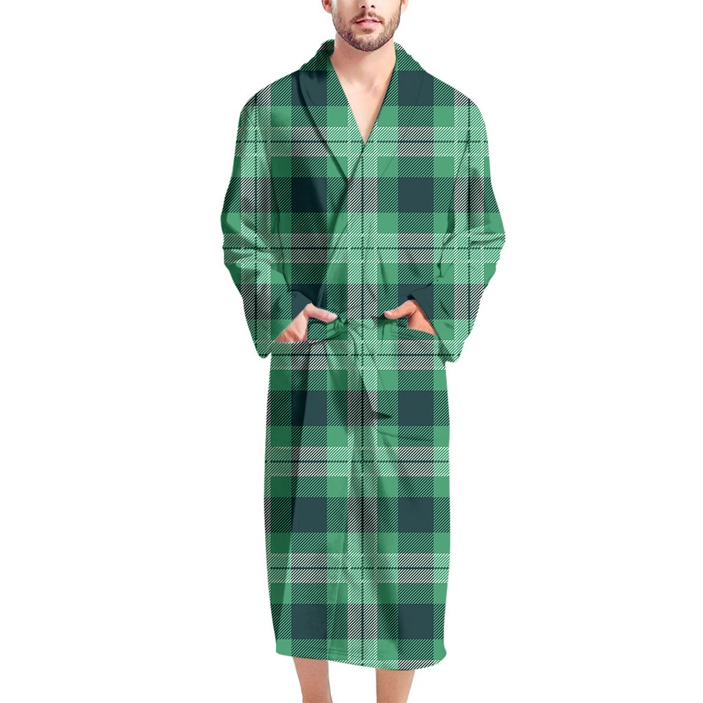 St. Patrick's Day Tartan Print Men's Bathrobe