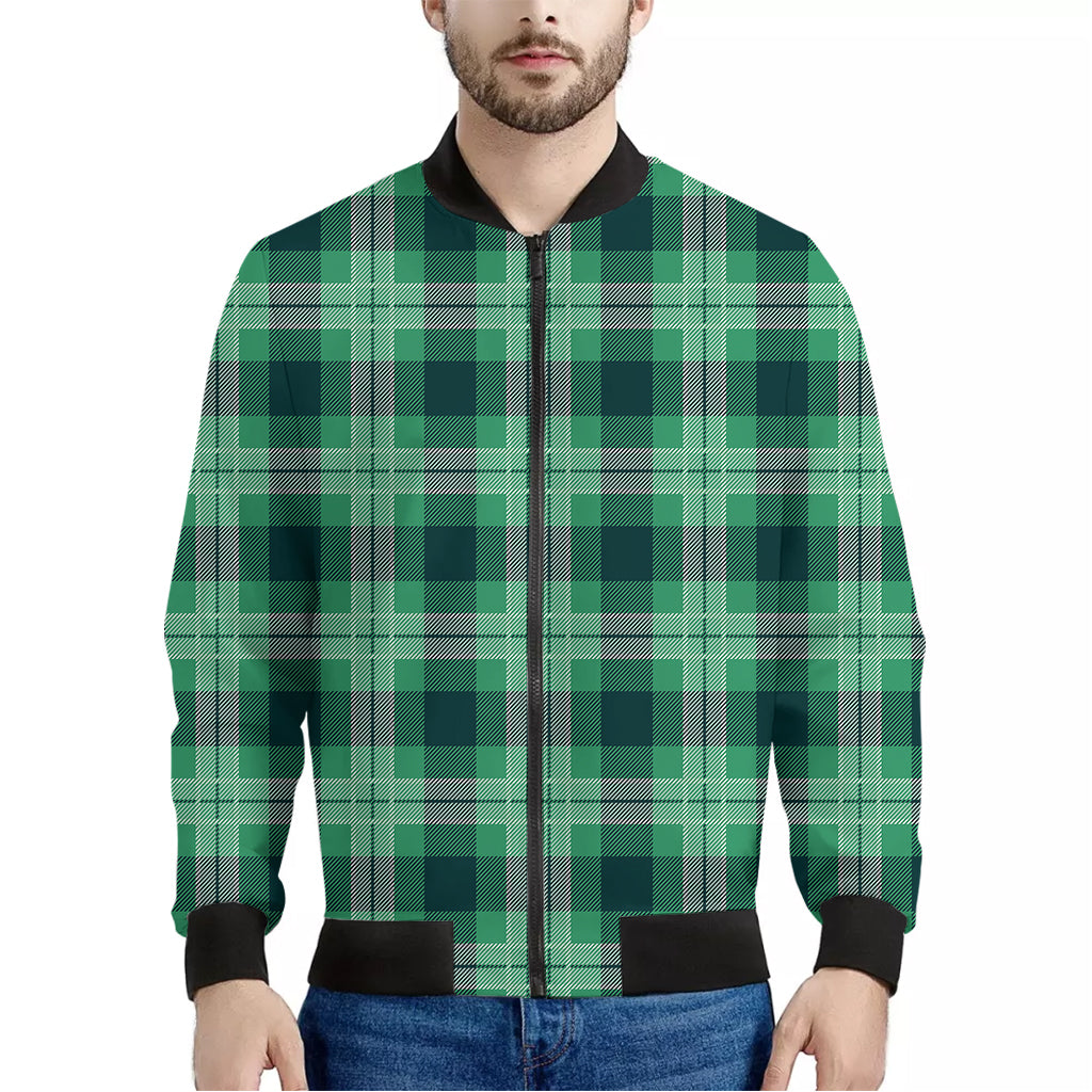 St. Patrick's Day Tartan Print Men's Bomber Jacket