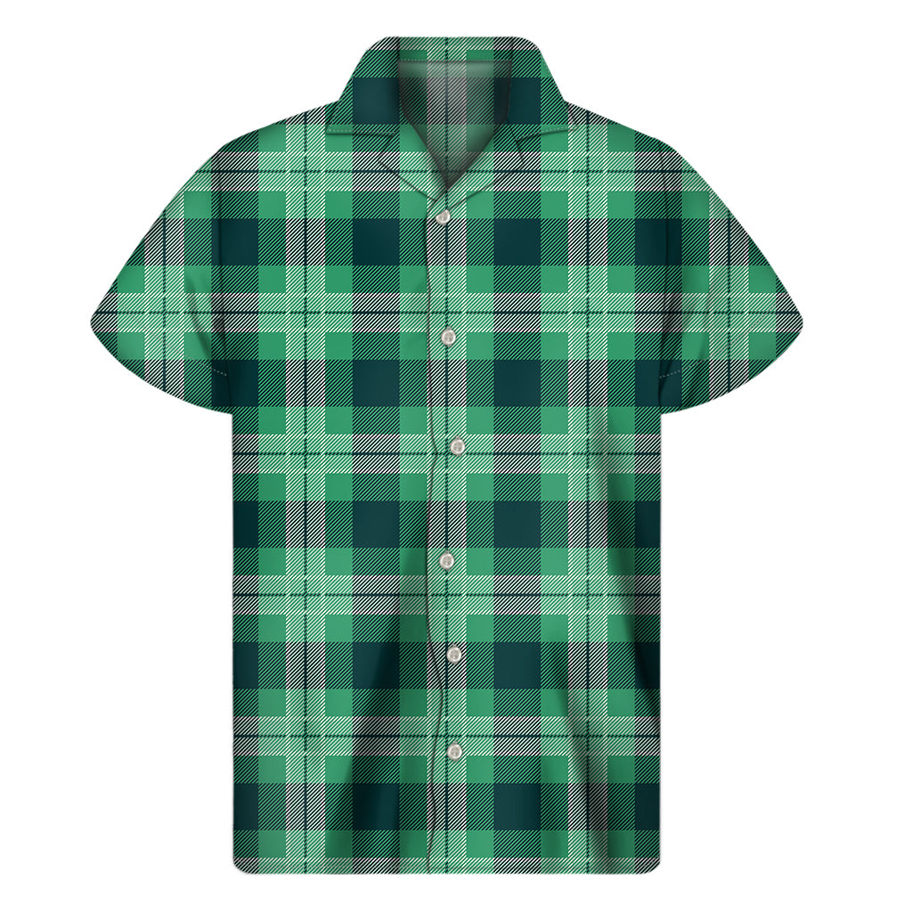 St. Patrick's Day Tartan Print Men's Short Sleeve Shirt