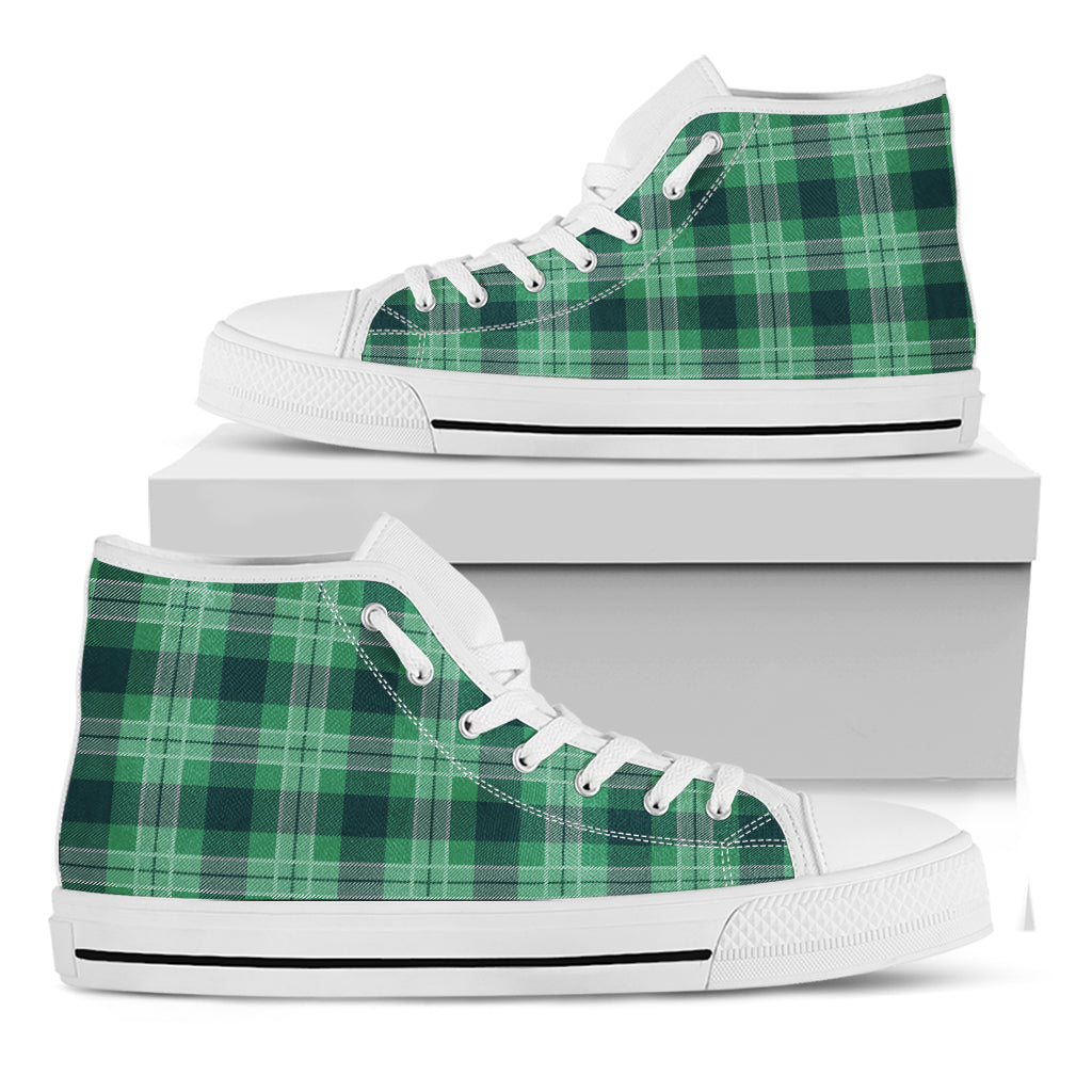 St. Patrick's Day Tartan Print White High Top Shoes