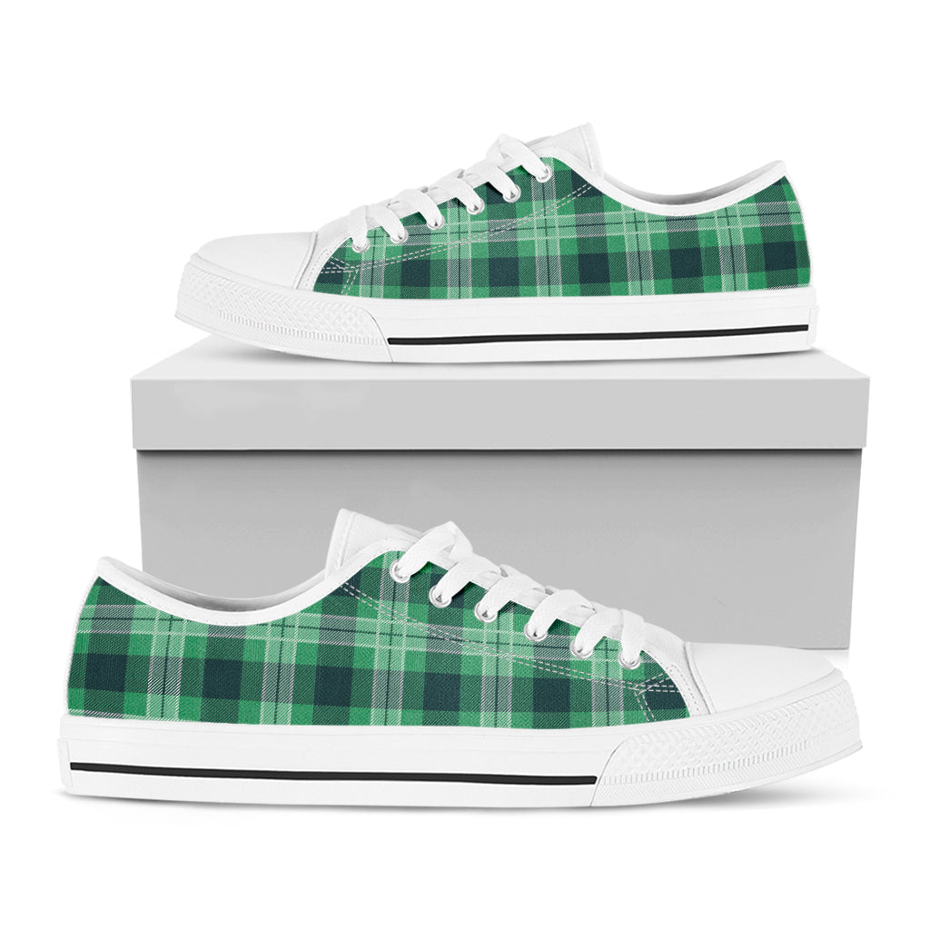 St. Patrick's Day Tartan Print White Low Top Shoes