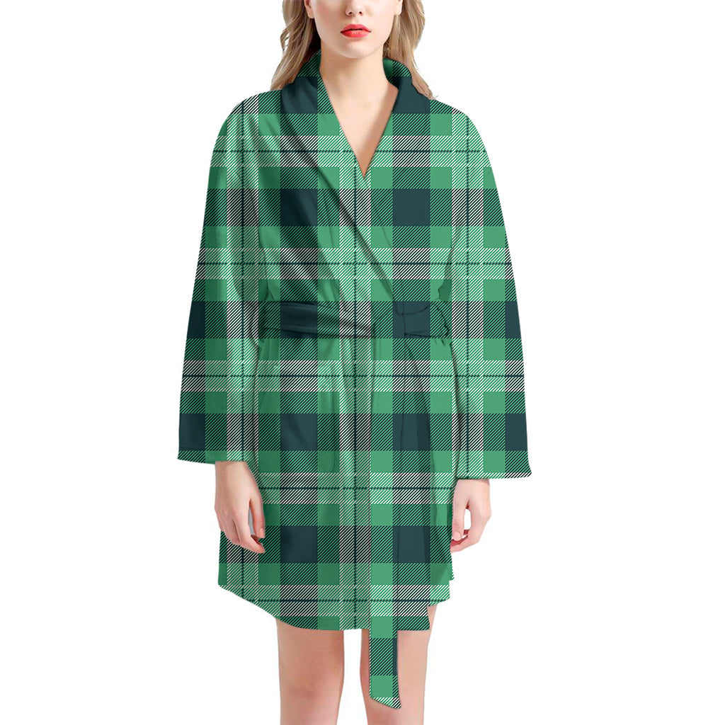 St. Patrick's Day Tartan Print Women's Bathrobe