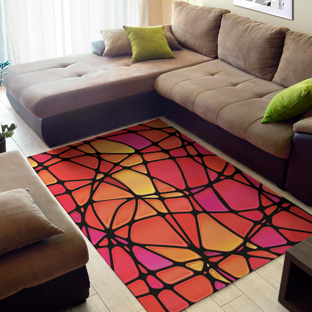 Stained Glass Mosaic Pattern Print Area Rug