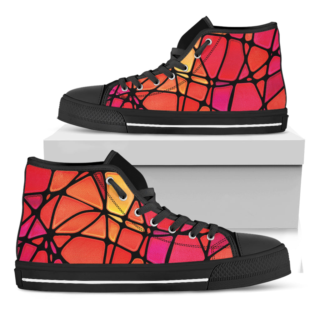 Stained Glass Mosaic Pattern Print Black High Top Shoes