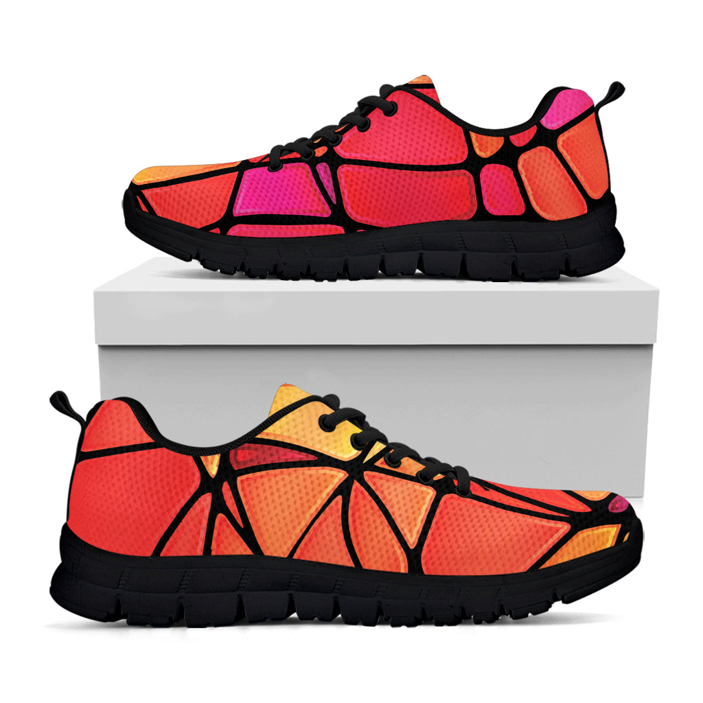 Stained Glass Mosaic Pattern Print Black Sneakers