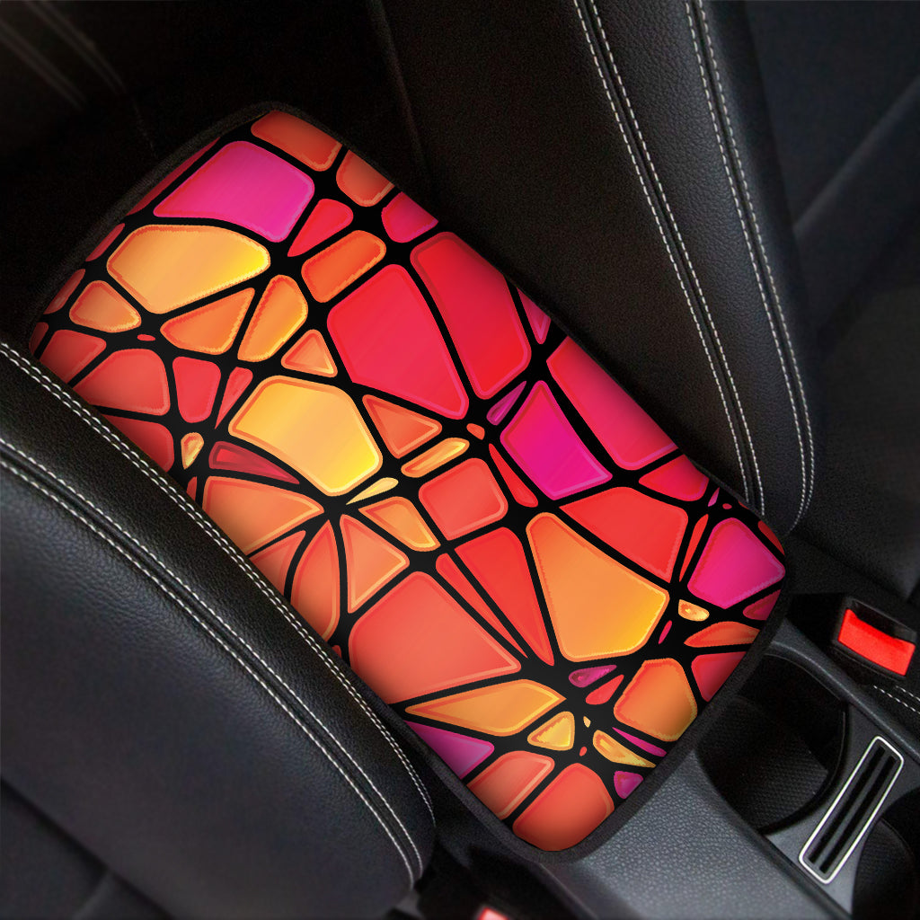 Stained Glass Mosaic Pattern Print Car Center Console Cover