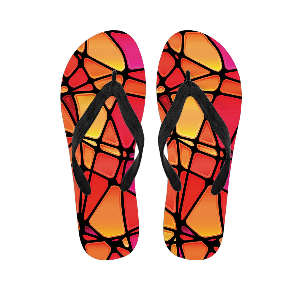 Stained Glass Mosaic Pattern Print Flip Flops