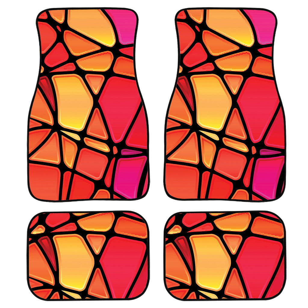 Stained Glass Mosaic Pattern Print Front and Back Car Floor Mats