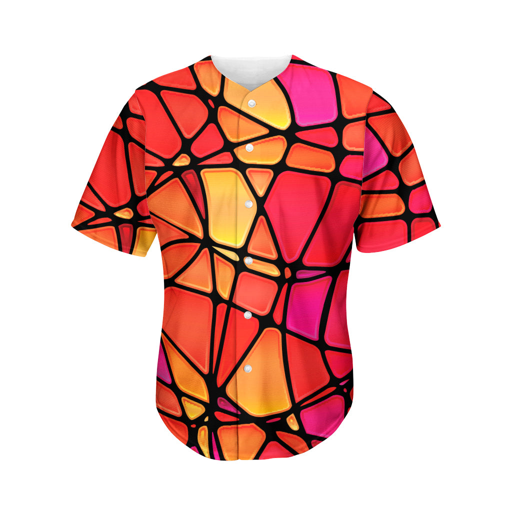 Stained Glass Mosaic Pattern Print Men's Baseball Jersey