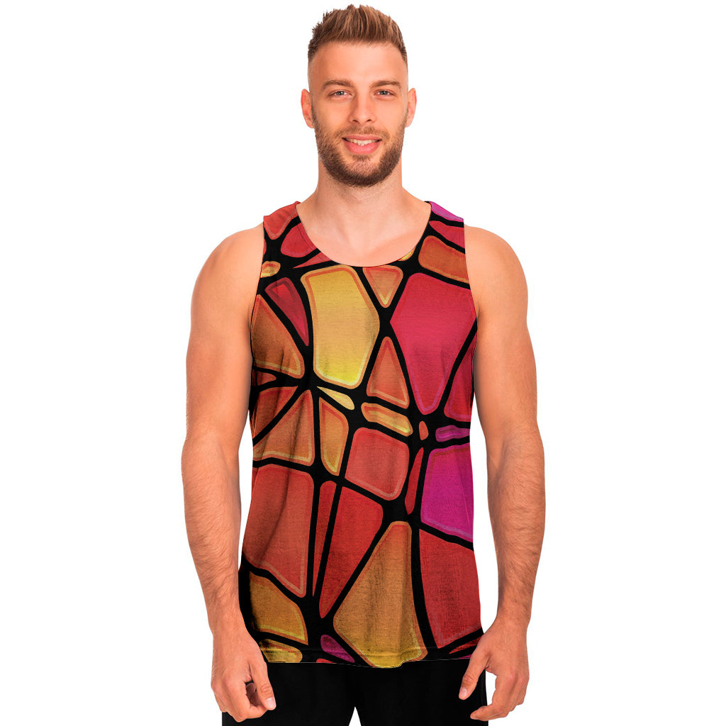 Stained Glass Mosaic Pattern Print Men's Tank Top