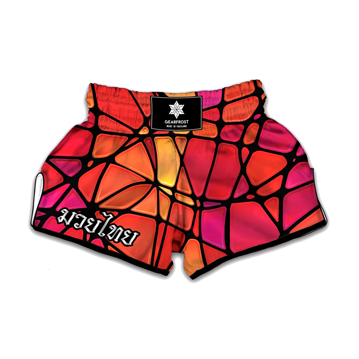 Stained Glass Mosaic Pattern Print Muay Thai Boxing Shorts