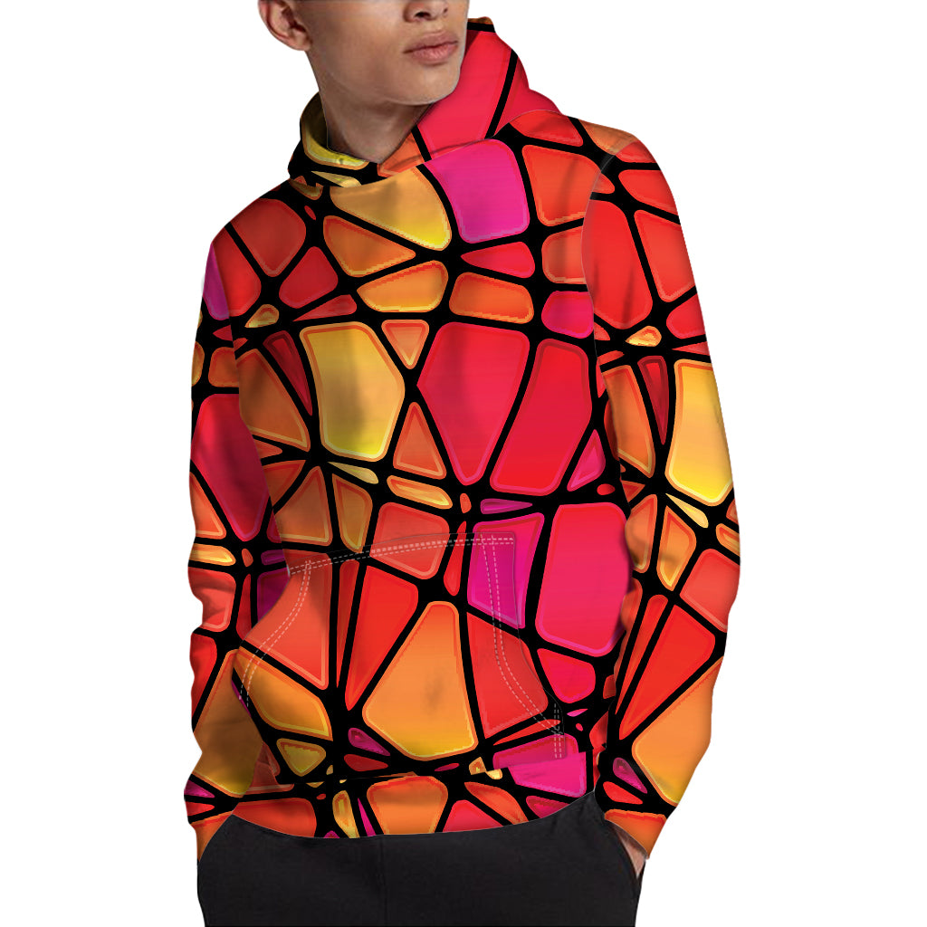 Stained Glass Mosaic Pattern Print Pullover Hoodie