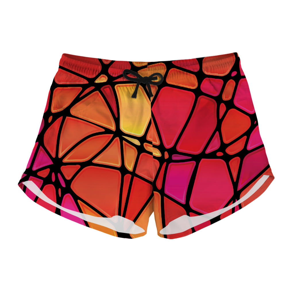 Stained Glass Mosaic Pattern Print Women's Shorts