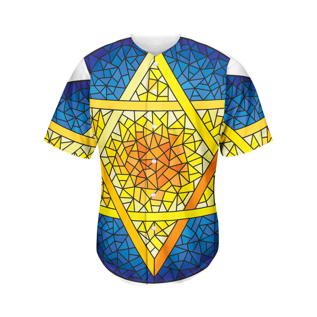 Stained Glass Star of David Print Men's Baseball Jersey