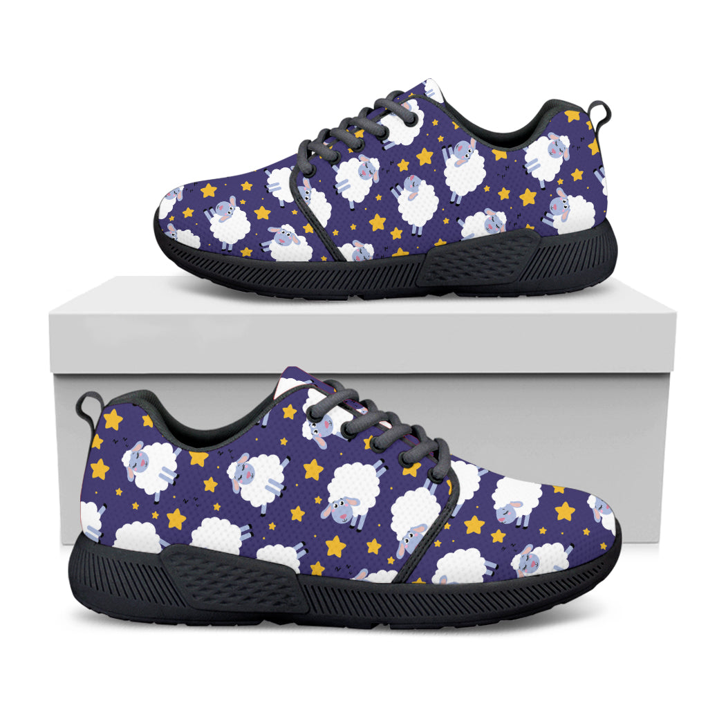 Star And Sheep Pattern Print Black Athletic Shoes