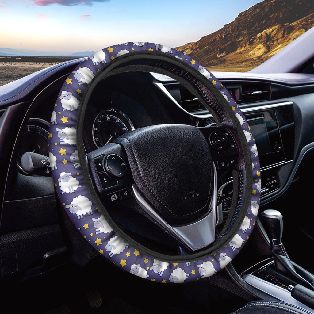 Star And Sheep Pattern Print Car Steering Wheel Cover