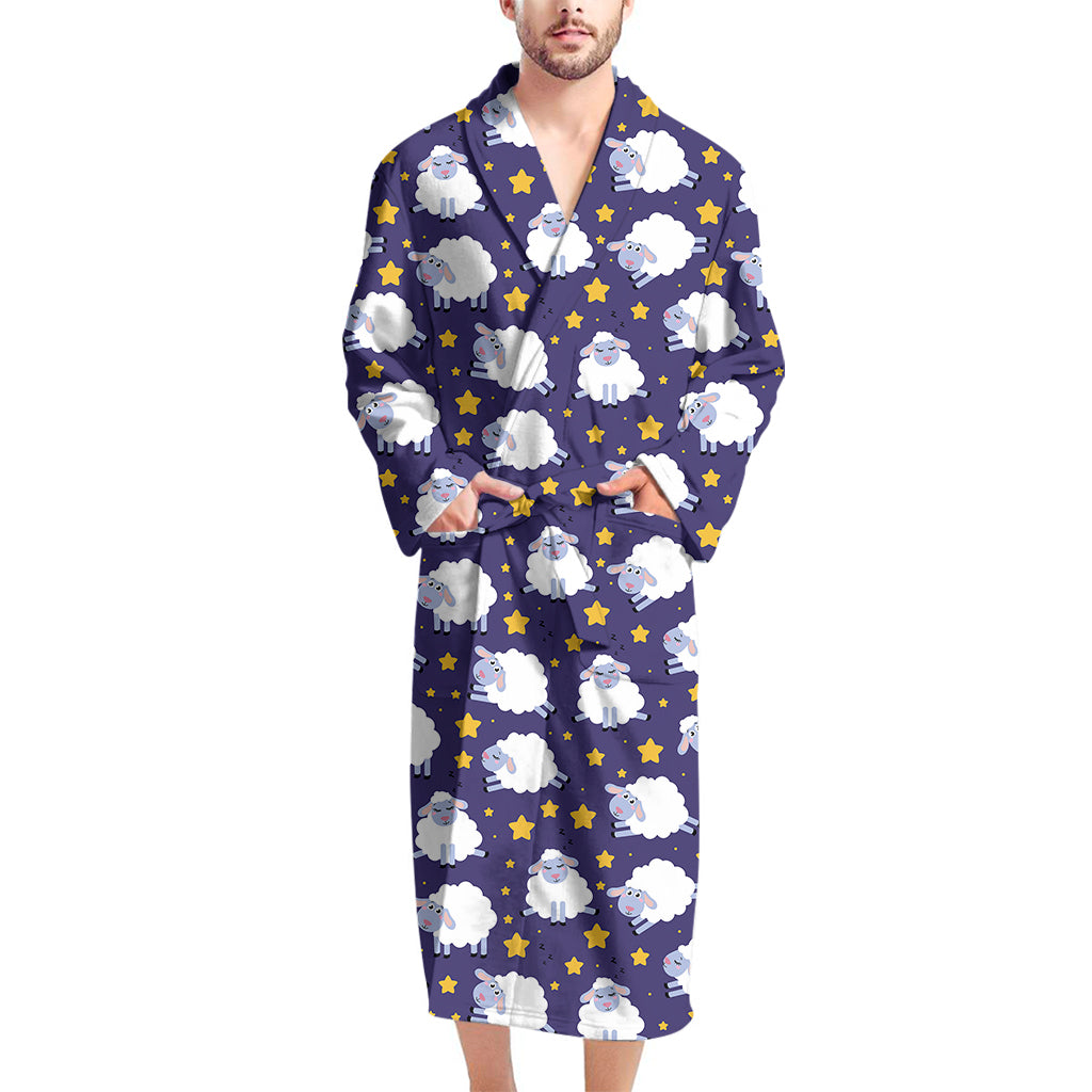 Star And Sheep Pattern Print Men's Bathrobe