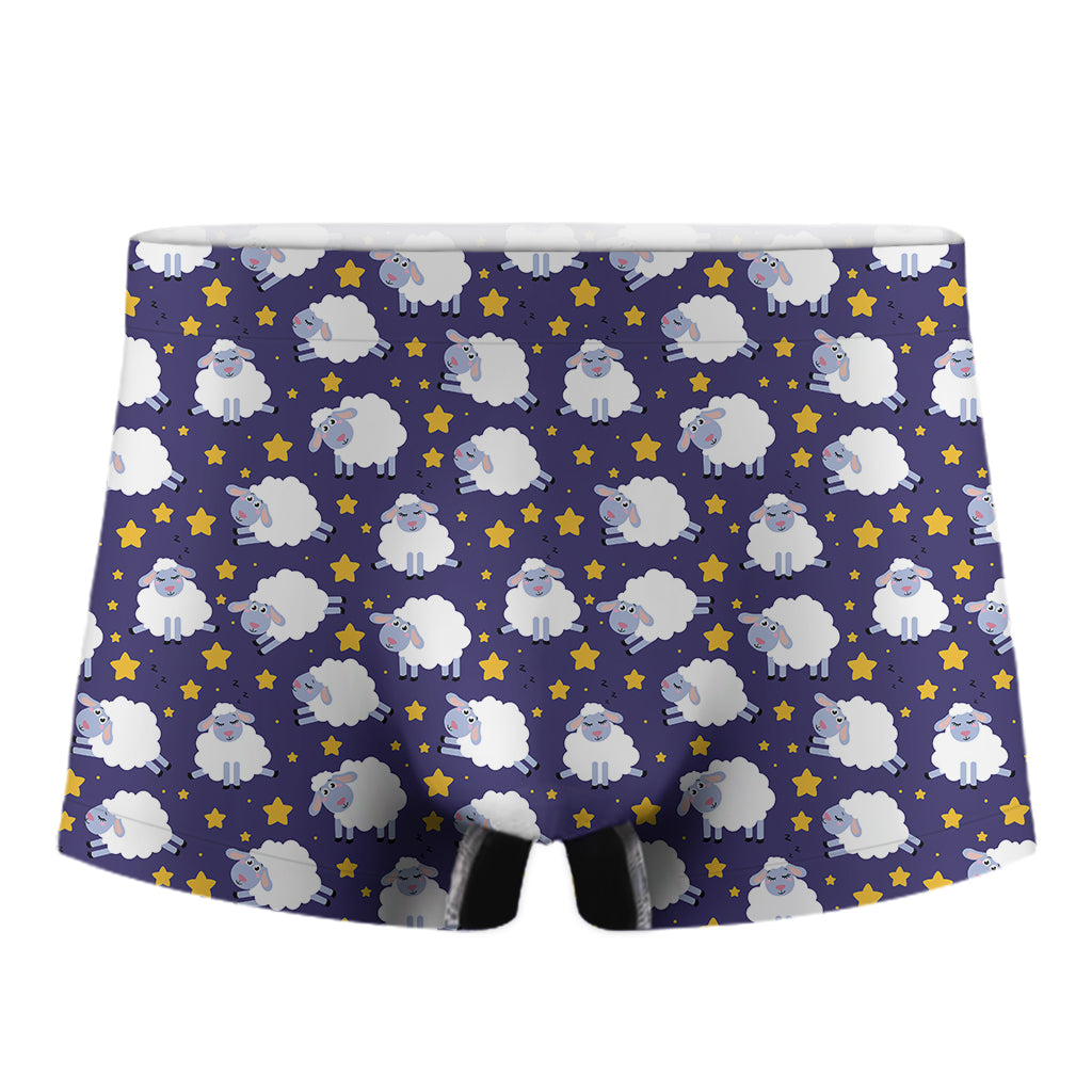 Star And Sheep Pattern Print Men's Boxer Briefs