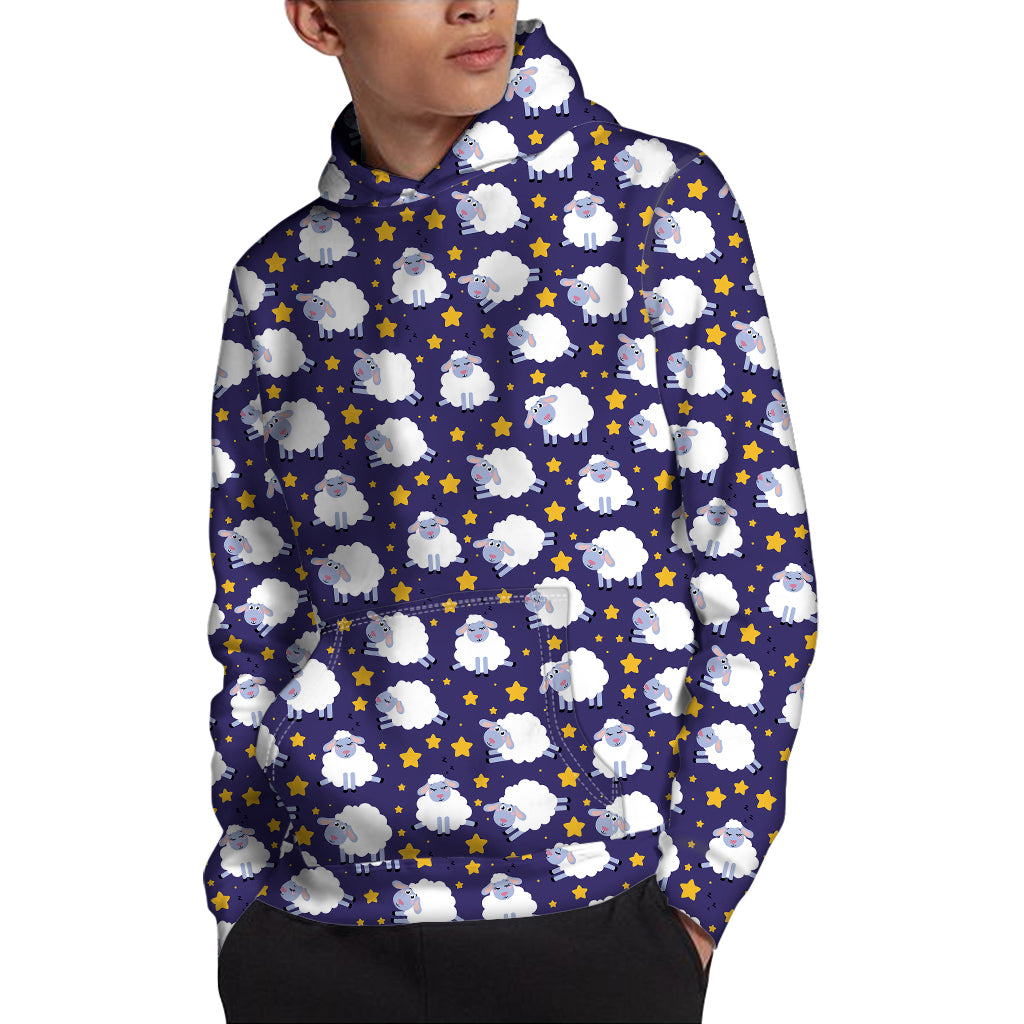 Star And Sheep Pattern Print Pullover Hoodie
