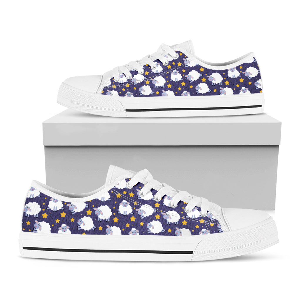 Star And Sheep Pattern Print White Low Top Shoes