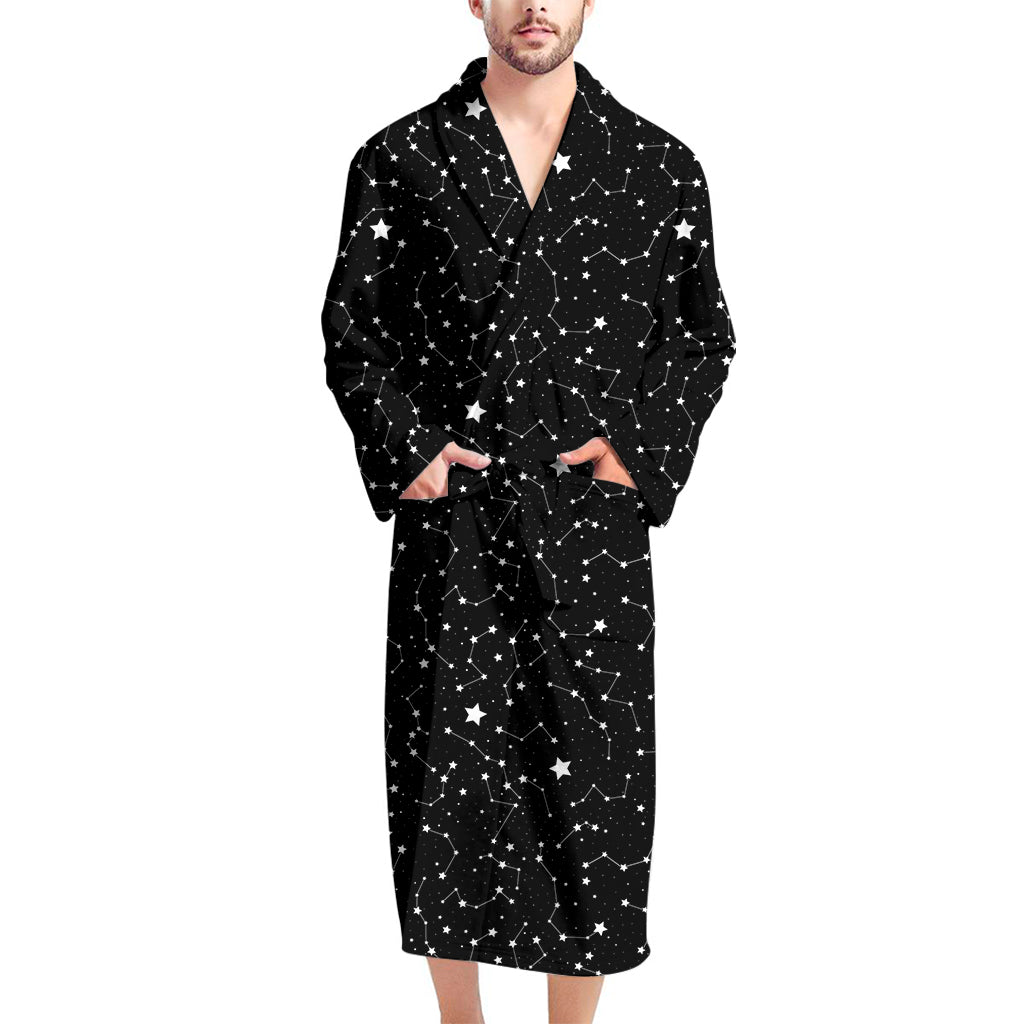 Star Constellations Pattern Print Men's Bathrobe