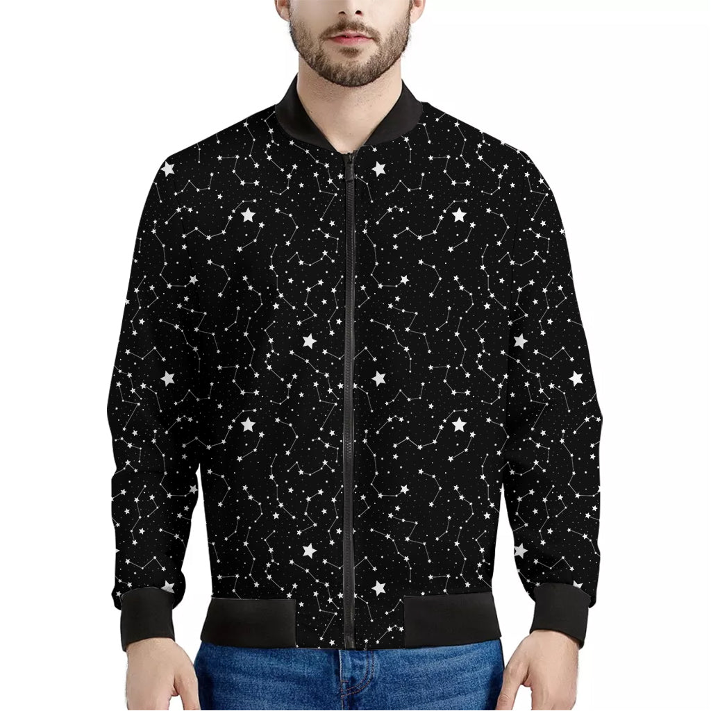 Star Constellations Pattern Print Men's Bomber Jacket