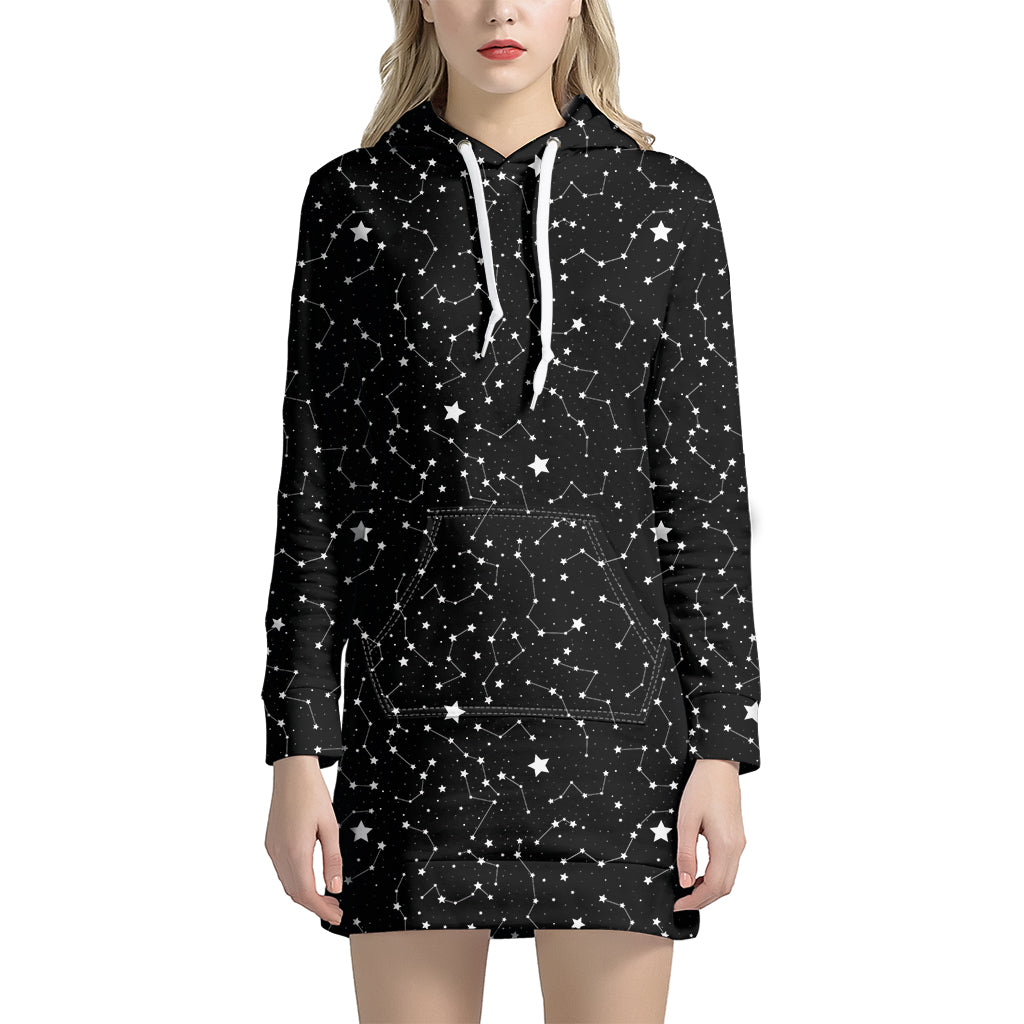 Star Constellations Pattern Print Women's Pullover Hoodie Dress