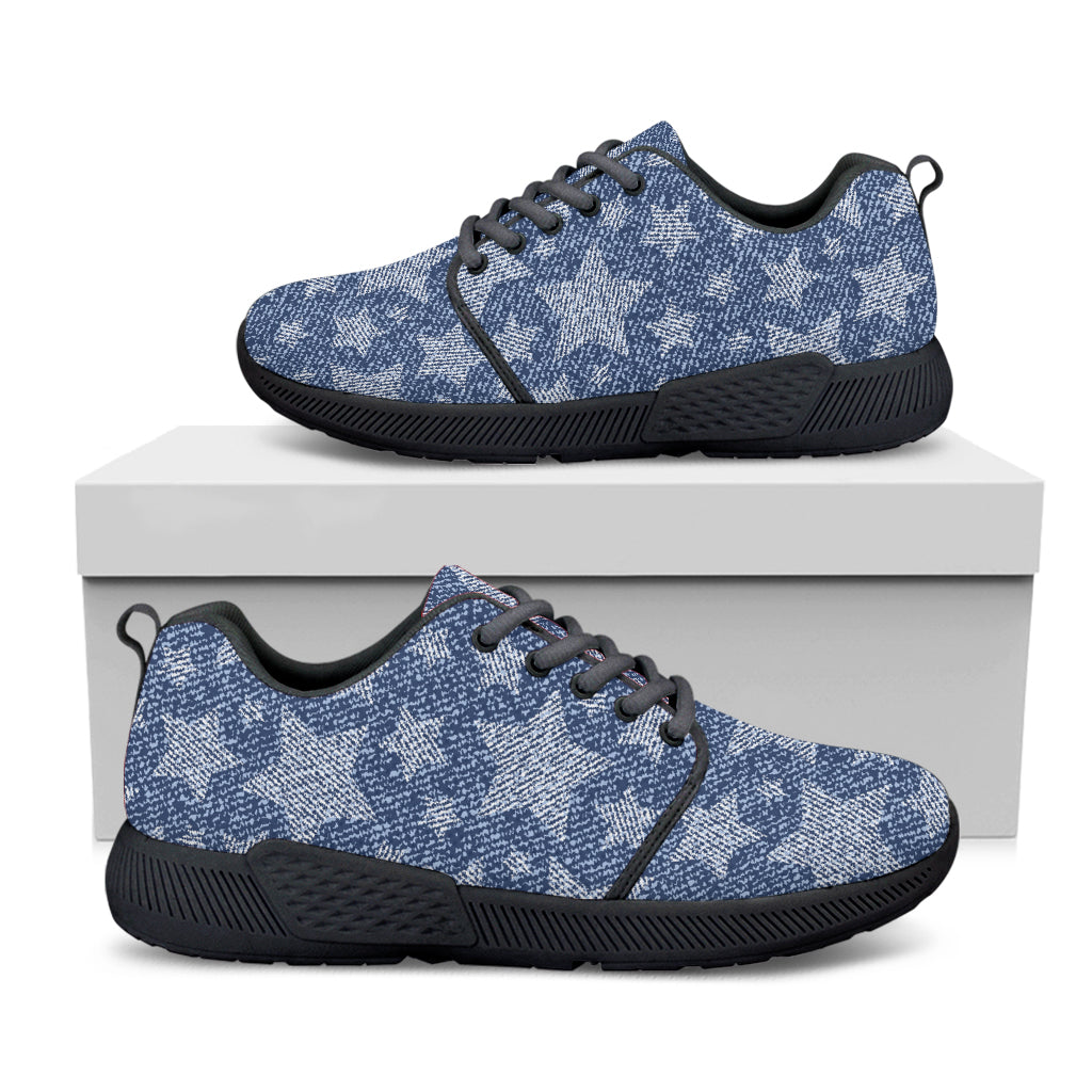 Star Denim Jeans Pattern Print Black Athletic Shoes