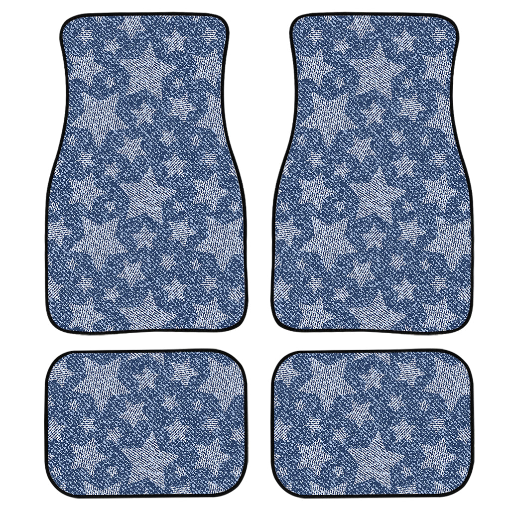 Star Denim Jeans Pattern Print Front and Back Car Floor Mats