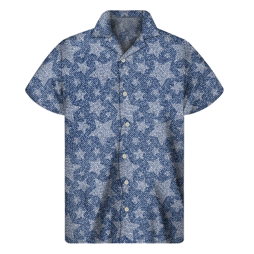 Star Denim Jeans Pattern Print Men's Short Sleeve Shirt