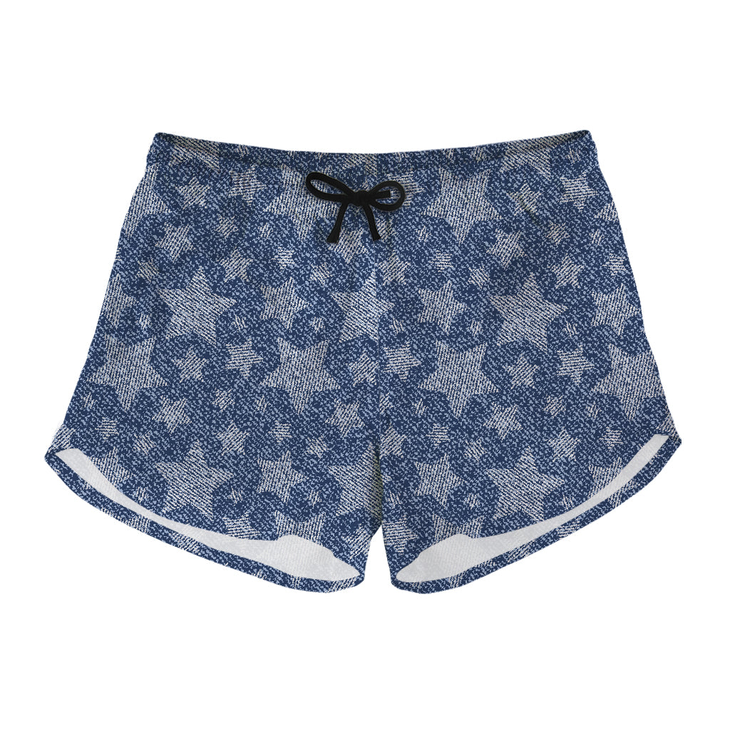 Star Denim Jeans Pattern Print Women's Shorts