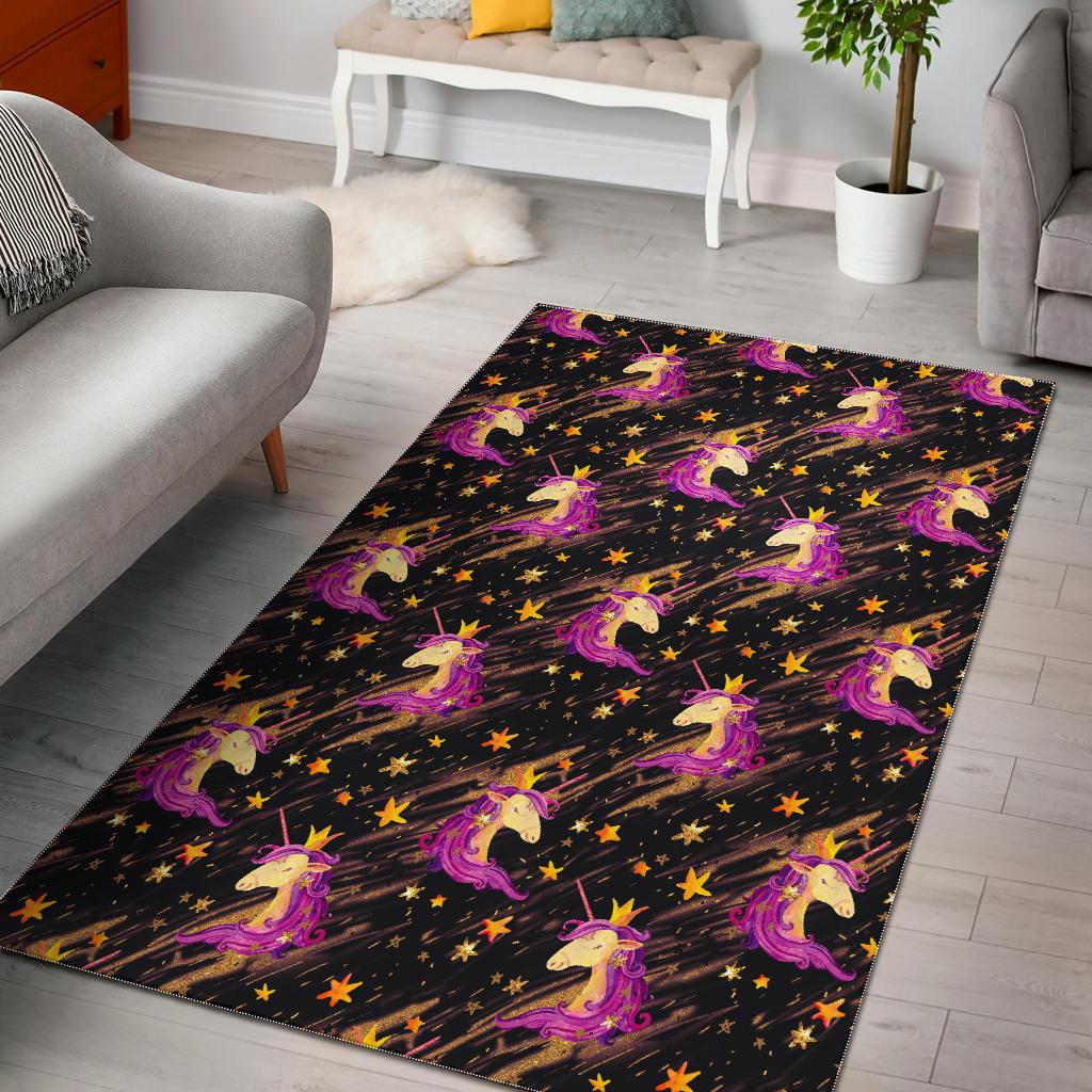 Star Fairy Unicorn Pattern Print Area Rug