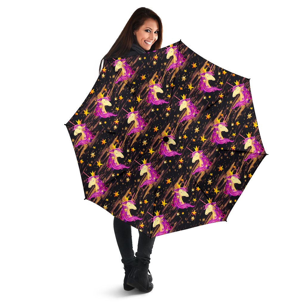 Star Fairy Unicorn Pattern Print Foldable Umbrella