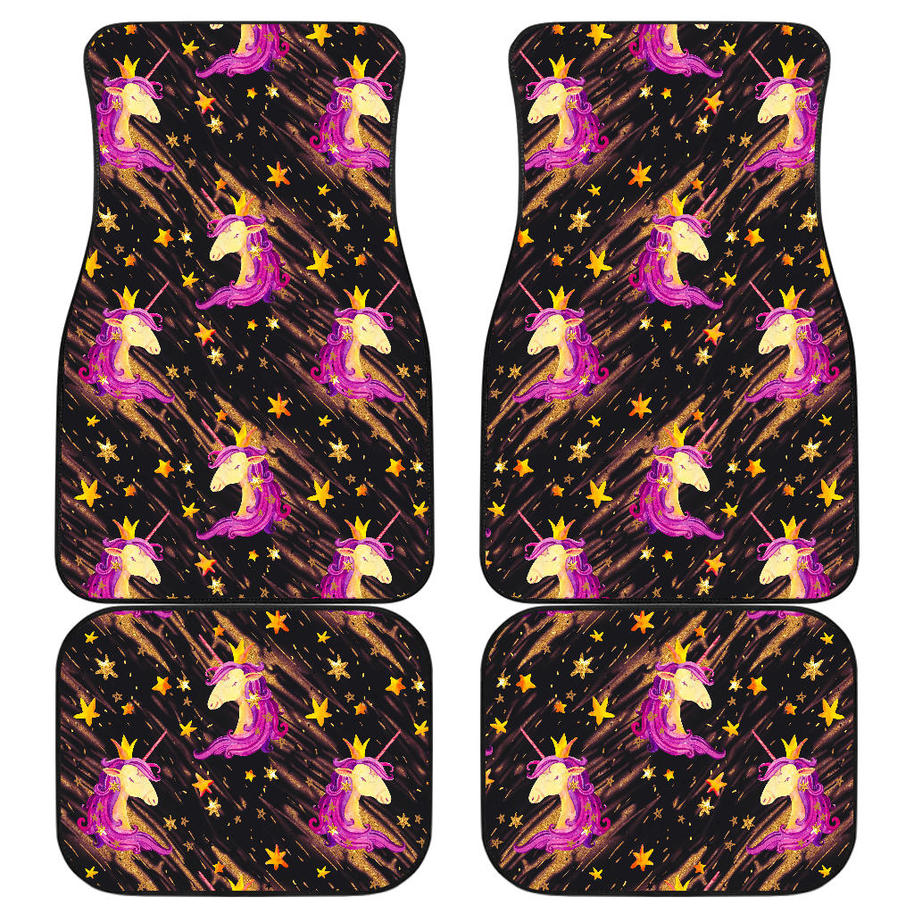 Star Fairy Unicorn Pattern Print Front and Back Car Floor Mats