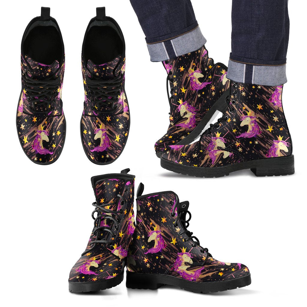 Star Fairy Unicorn Pattern Print Men's Boots