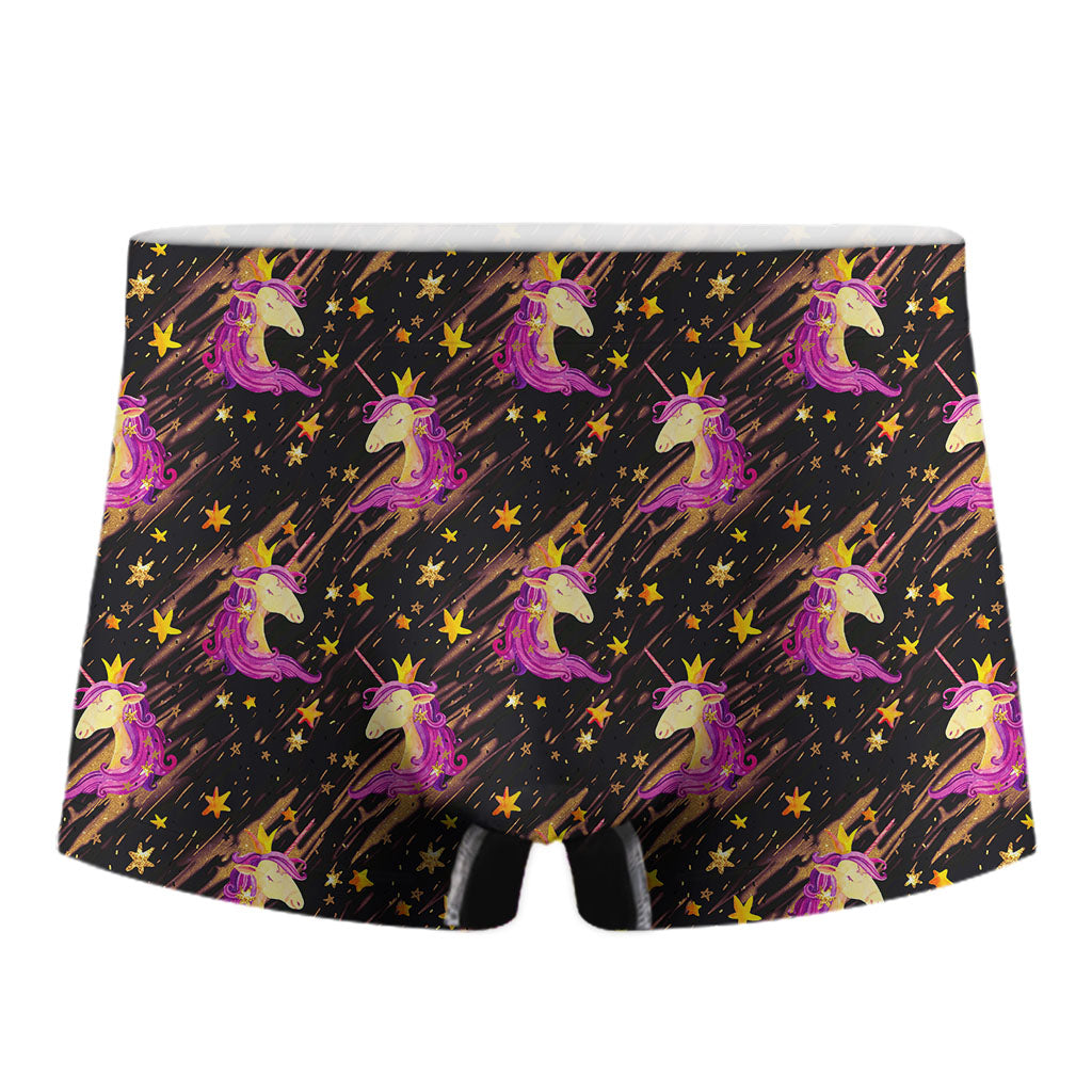 Star Fairy Unicorn Pattern Print Men's Boxer Briefs