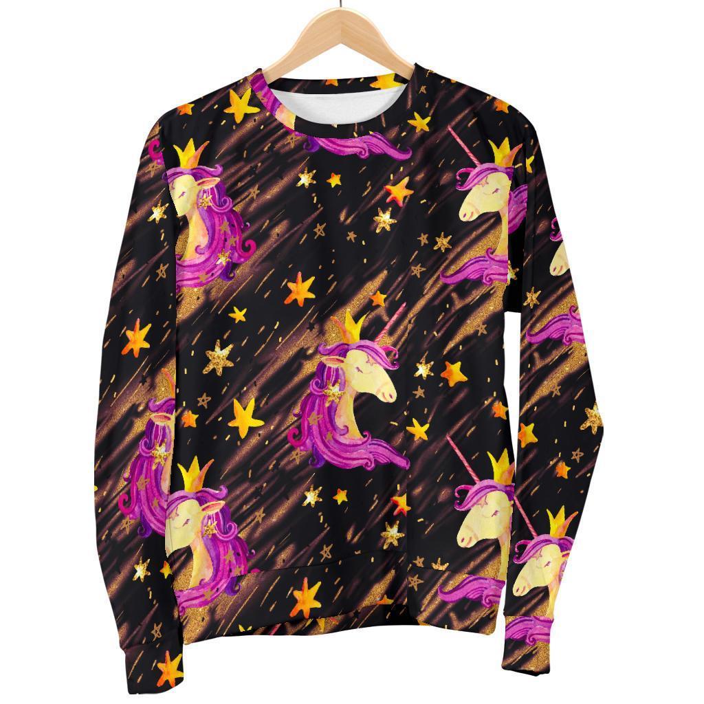 Star Fairy Unicorn Pattern Print Men's Crewneck Sweatshirt