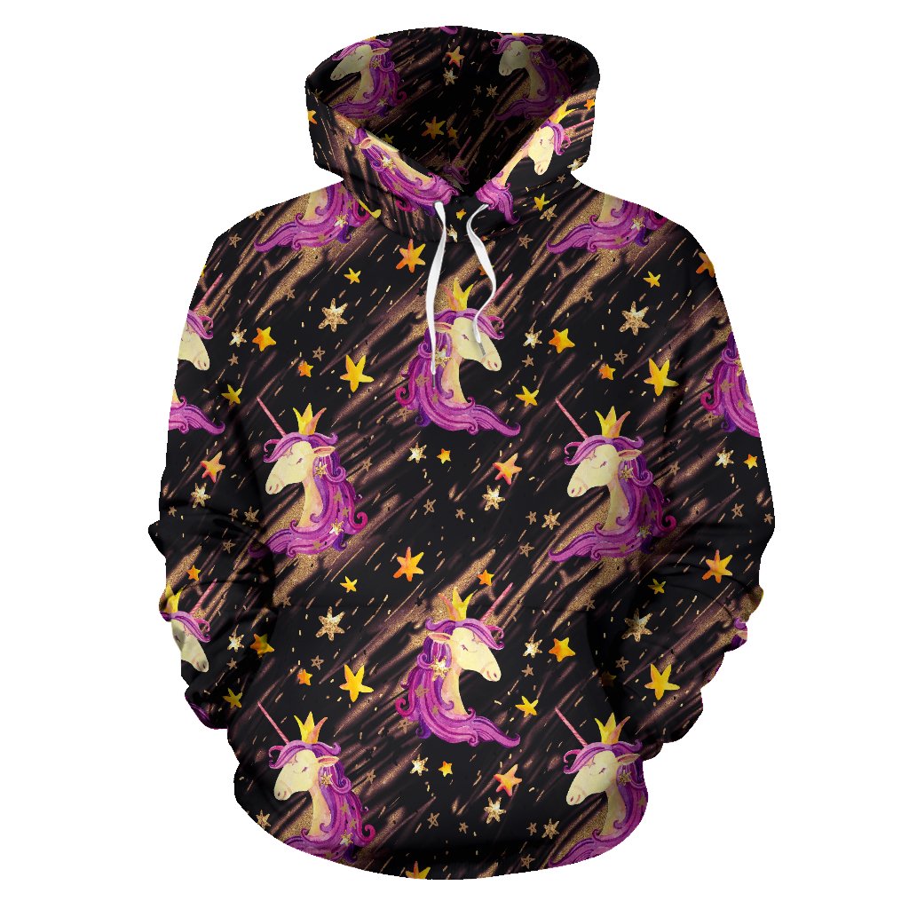 Star Fairy Unicorn Pattern Print Pullover Hoodie