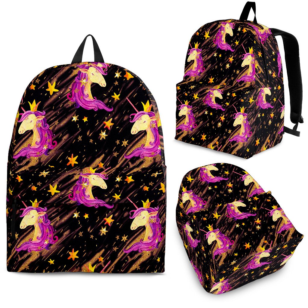 Star Fairy Unicorn Pattern Print School Backpack