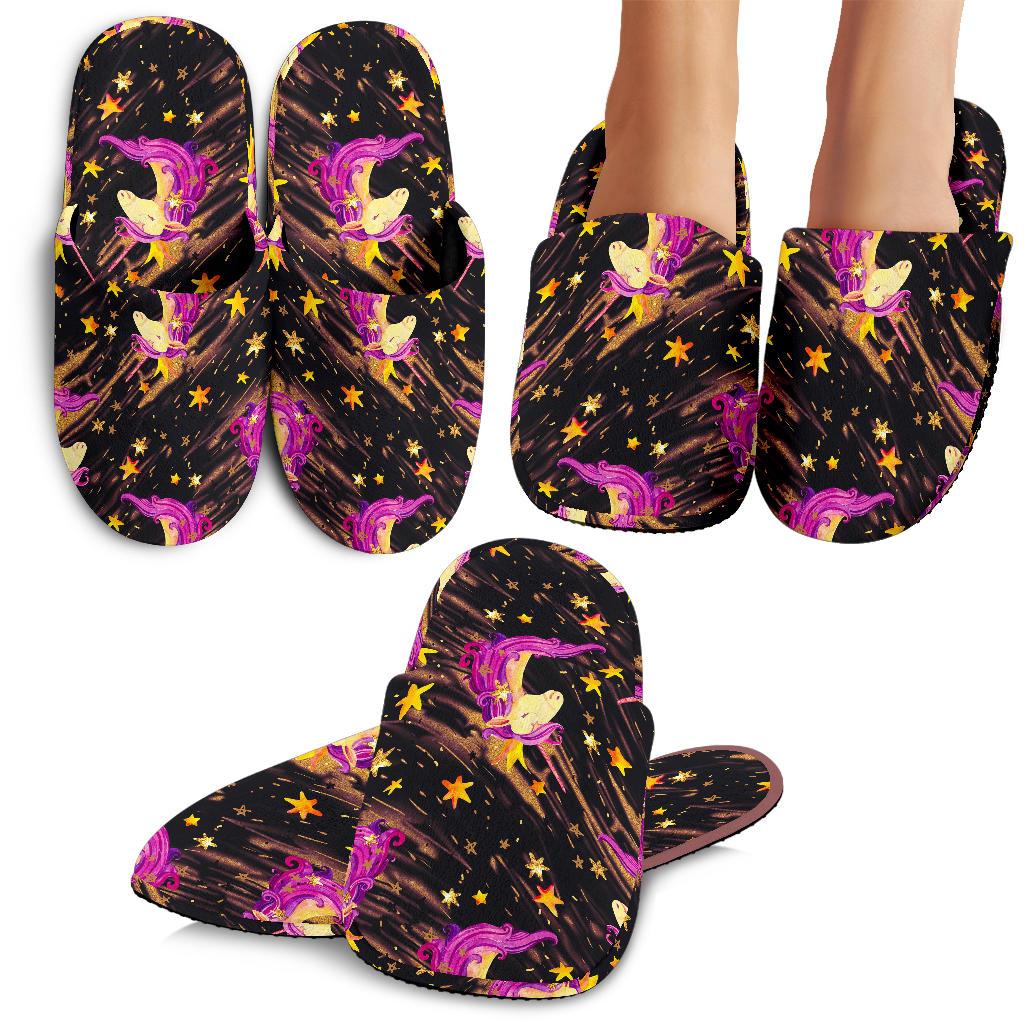 Star Fairy Unicorn Pattern Print Slippers