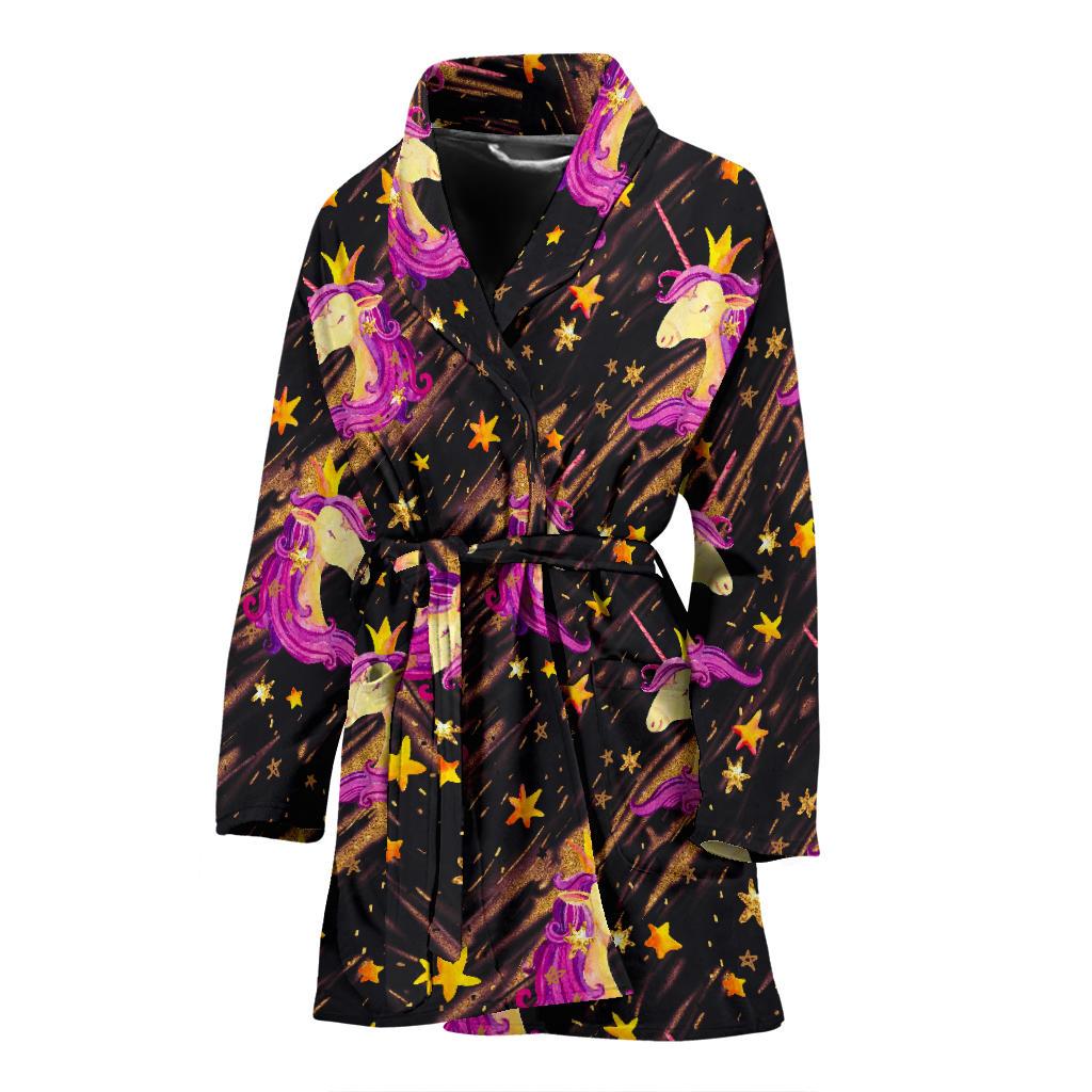 Star Fairy Unicorn Pattern Print Women's Bathrobe