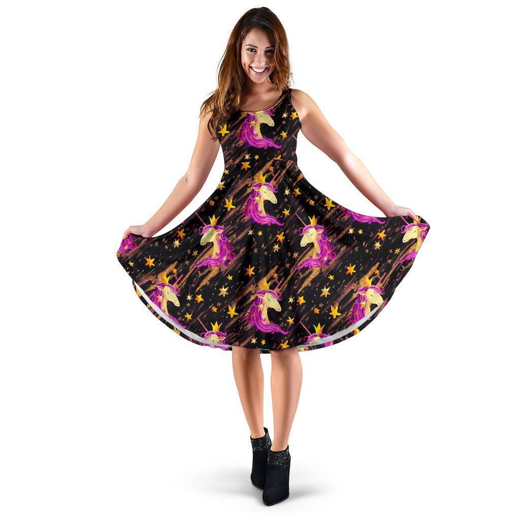 Star Fairy Unicorn Pattern Print Women's Dress