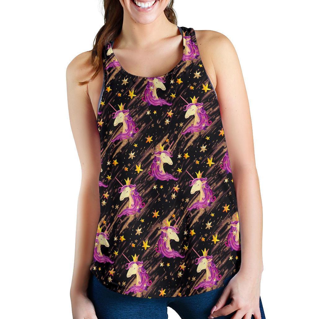 Star Fairy Unicorn Pattern Print Women's Racerback Tank Top