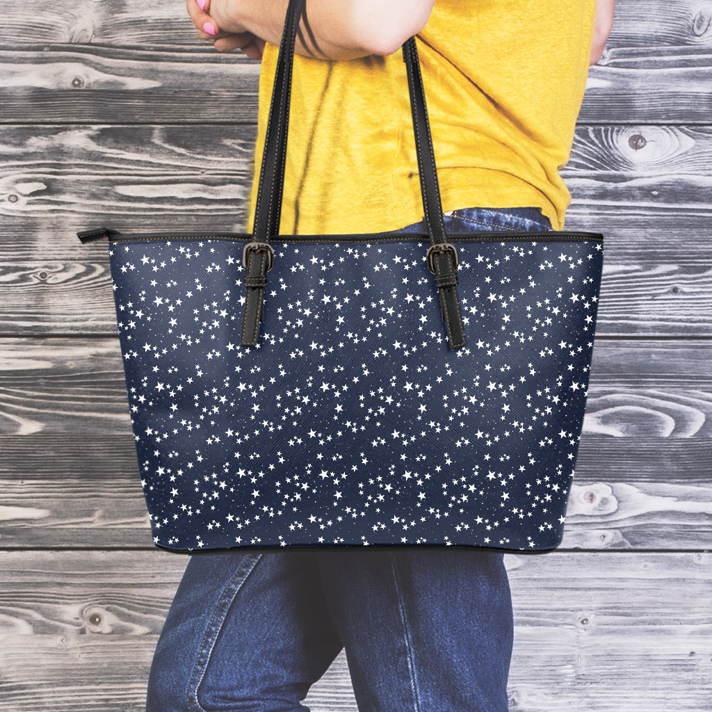 Star Sky Pattern Print Leather Tote Bag